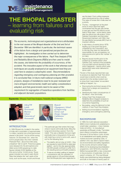 THE BHOPAL DISASTER – learning from failures and evaluating risk
