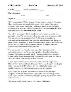 CHEM 200/202 Exam 3-A November 15, 2014 CHEM