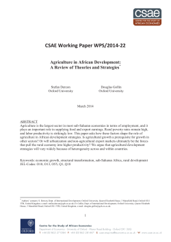 Agriculture in African Development: A Review of Theories and