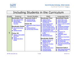 Including Students in the Curriculum - SET-BC