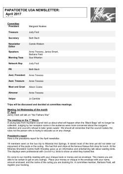 PAPATOETOE U3A NEWSLETTER: April 2017 2016 - U3A-NZ