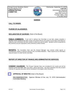 09-14-2016 Administration Committee Meeting Agenda