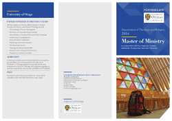 Master of Ministry - University of Otago