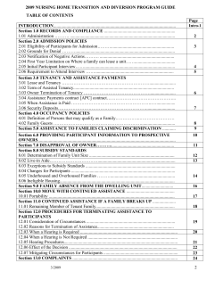 NHTD Housing Subsidy program guide