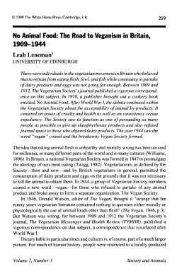 219 No Animal Food: The Road to Veganism in Britain, 1909