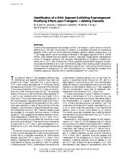 Identification of a DNA Segment Exhibiting Rearrangement
