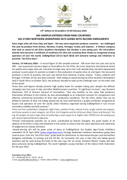 345 samples entered from nine countries sol d`oro northern