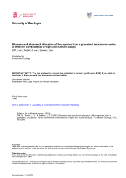 University of Groningen Biomass and shoot/root allocation of