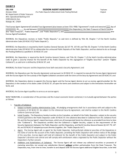 COLL-93B Escrow Agent Agreement - North Carolina State Treasurer