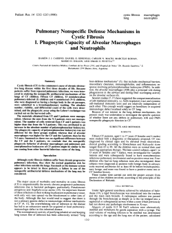 Pulmonary Nonspecific Defense Mechanisms in Cystic