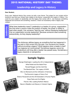 Leadership and Legacy in History Sample Topics
