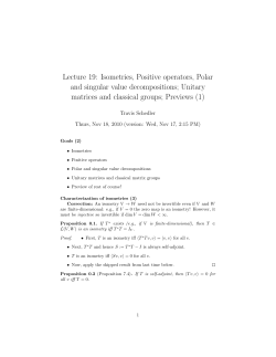 Lecture 19: Isometries, Positive operators, Polar and singular value