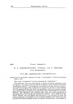 424 1957 Sansoni, JDA SAMARANAYAKE, Petitioner, and
