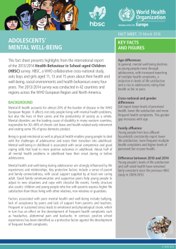 Fact Sheet: ADOLESCENTS` MENTAL WELL-BEING