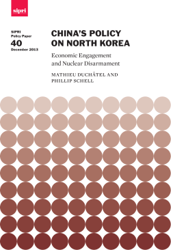 China`s Policy on North Korea: Economic Engagement and Nuclear