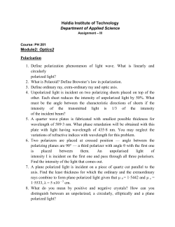 Optics2 Polarisation 1. Define polarization phenomenon of
