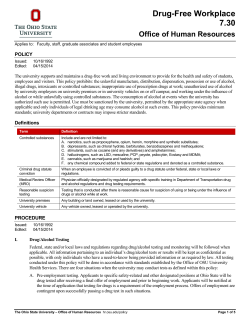 Drug-Free Workplace - Policy 7.30
