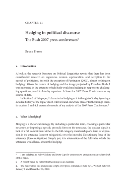 Hedging in Political Discourse: The 2007 Bush Press Conference. In