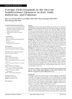 Foreign Field Hospitals in the Recent Sudden