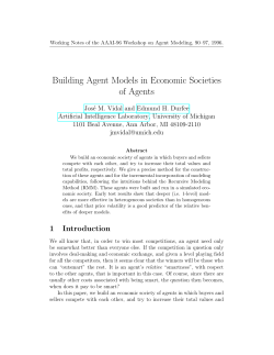 Building Agent Models in Economic Societies of Agents