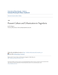 Peasant Culture and Urbanization in Yugoslavia