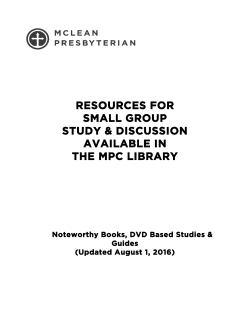 Small Group Study and Discussion Resources