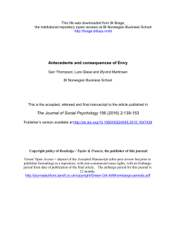 Antecedents and Consequences of Envy