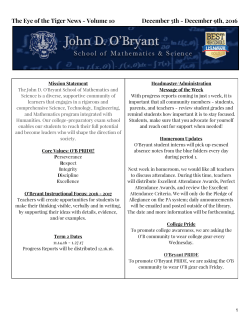 The Eye Of The Tiger Newsletter 12-02-2016