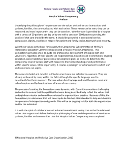 Hospice Values Competency - National Hospice and Palliative Care