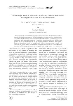 The Strategic Basis of Performance in Binary