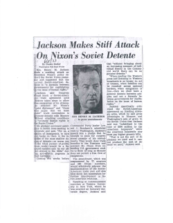 Jackson Makes Stiff Attack On ca7 ,3 Nixon`s Soviet Detente