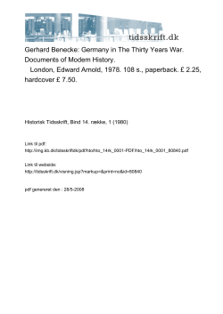 Gerhard Benecke: Germany in The Thirty Years War