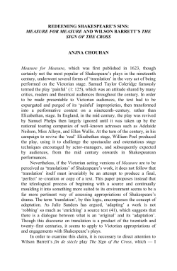 Redeeming Shakespeare`s Sins: