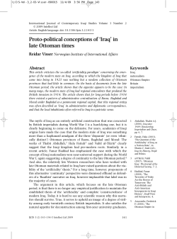 Proto-political conceptions of `Iraq` in late Ottoman times