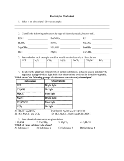 Electrolytes Worksheet 1. What is an electrolyte?