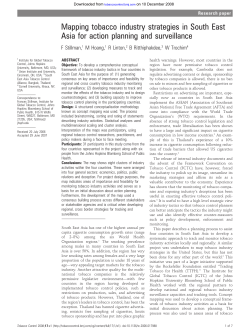Mapping tobacco industry strategies in South East Asia for action