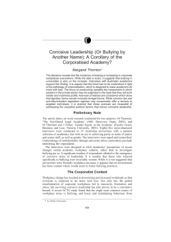 Corrosive Leadership (Or Bullying by Another Name): A Corollary of