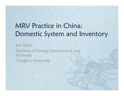 MRV Practice in China: Domestic System and Inventory