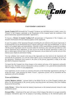 PARTNERSHIP AGREEMENT Jannim Trading LLP