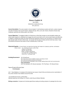 Honors English 10 - The Covenant School