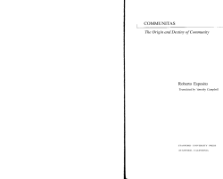 COMMUNITAS The Origin and Destiny of Community