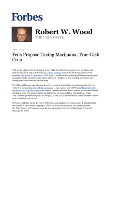 Feds Propose Taxing Marijuana, True Cash Crop