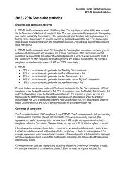 2015 - 2016 Complaint statistics