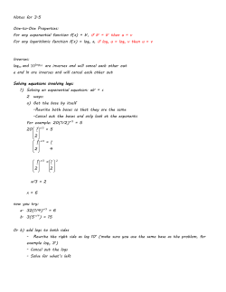 Notes for 3.5 One-to-One Properties: For any exponential function f(x