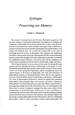 Epilogue Preserving our Memory