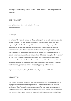 Tokhtogo`s Mission Impossible: Russia, China, and the Quasi