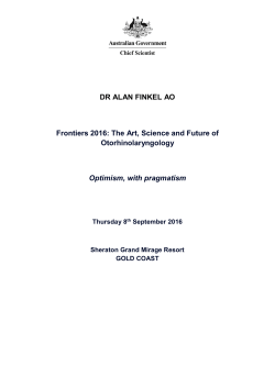 DR ALAN FINKEL AO Frontiers 2016