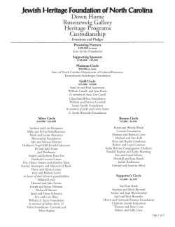 Jewish Heritage Foundation of North Carolina Down Home