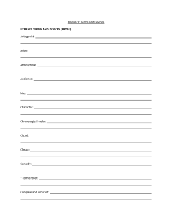 English 9: Terms and Devices LITERARY TERMS AND DEVICES