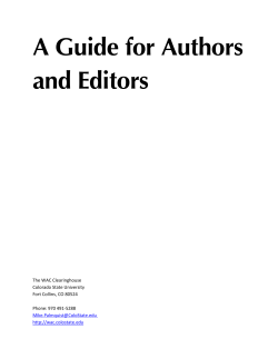 Guide for Authors and Editors - the WAC Clearinghouse
